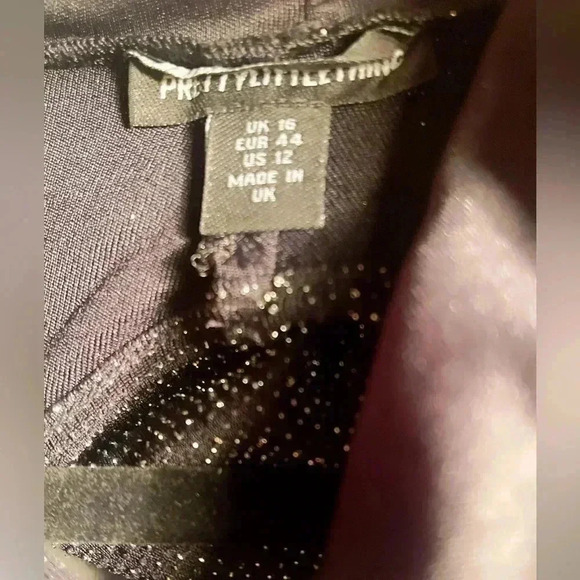 LN prettylittlething hooded sexy silver black lame catsuit stretchy body suit 12 - Picture 4 of 5